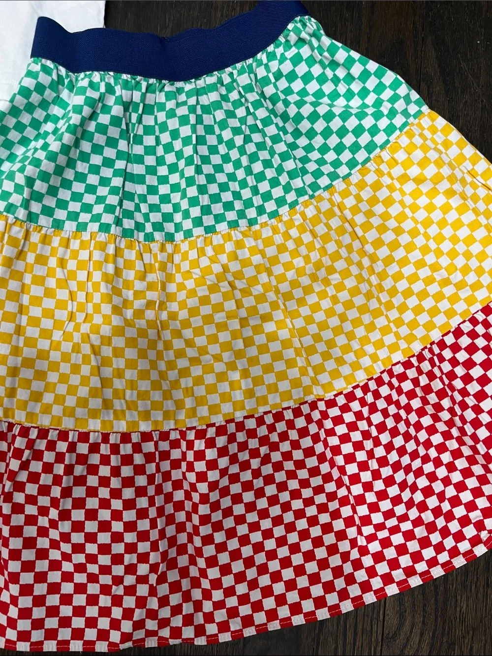 Stella McCartney Kids multi color Checkerboard Skirt with ice cream T shirt set